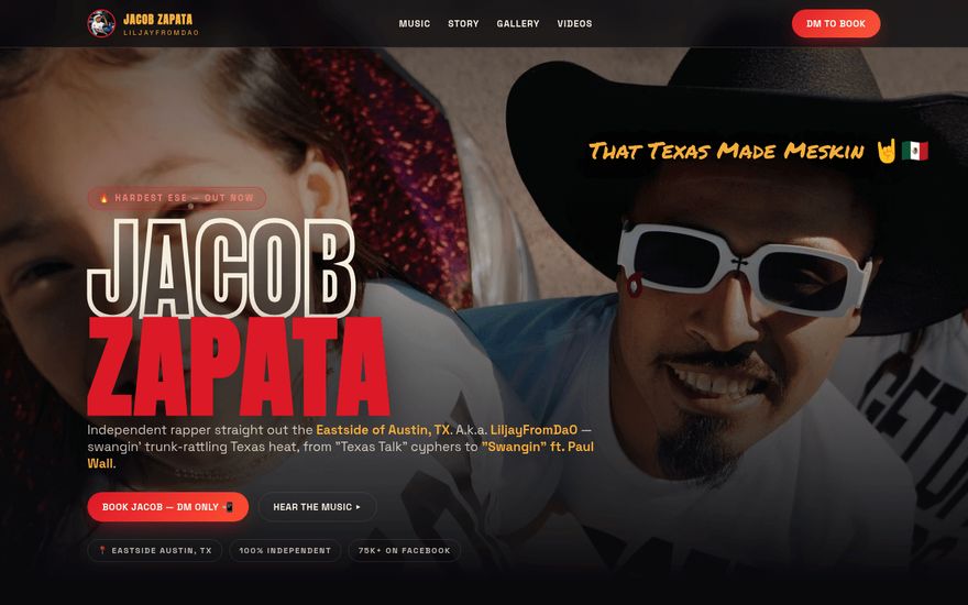 Jacob Zapata — homepage layout