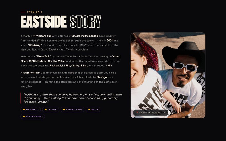 Jacob Zapata — homepage sections