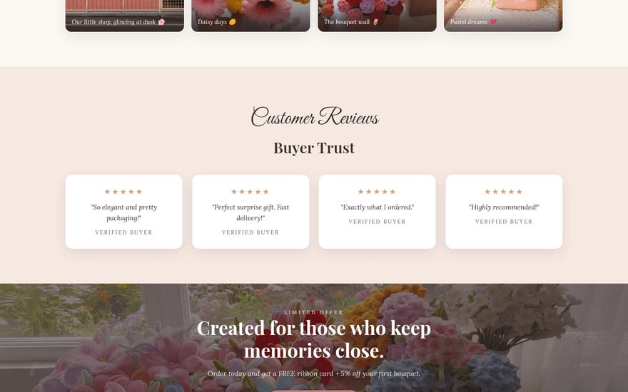 Swirly Fleura — homepage sections
